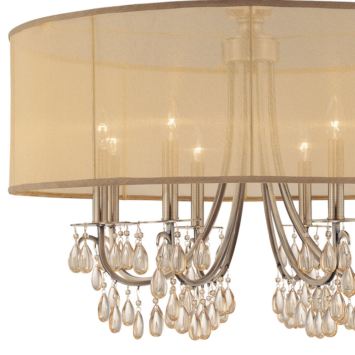 Crystorama 5628-AB Eight Light Chandelier, Antique Brass