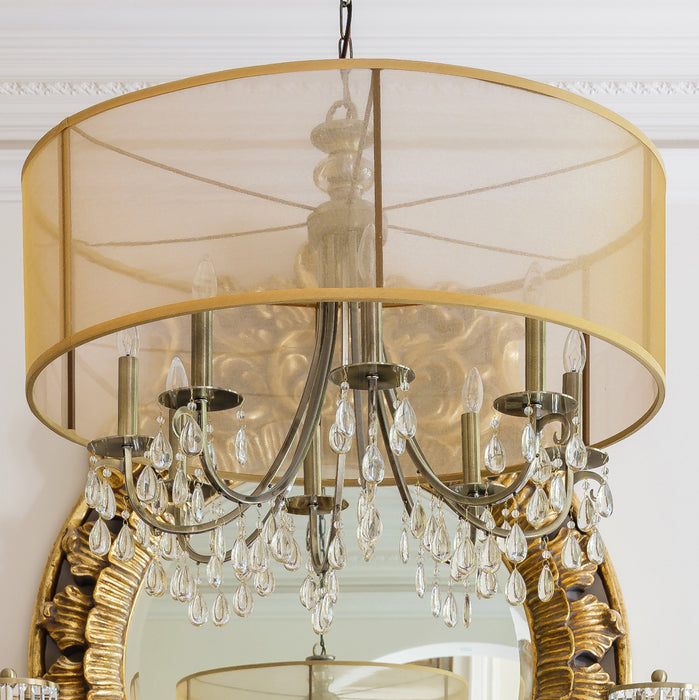 Crystorama 5628-AB Eight Light Chandelier, Antique Brass