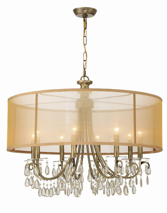 Crystorama 5628-AB Eight Light Chandelier, Antique Brass
