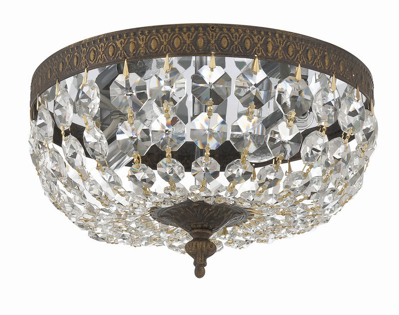 Crystorama 710-EB-CL-MWP Two Light Flush Mount, English Bronze