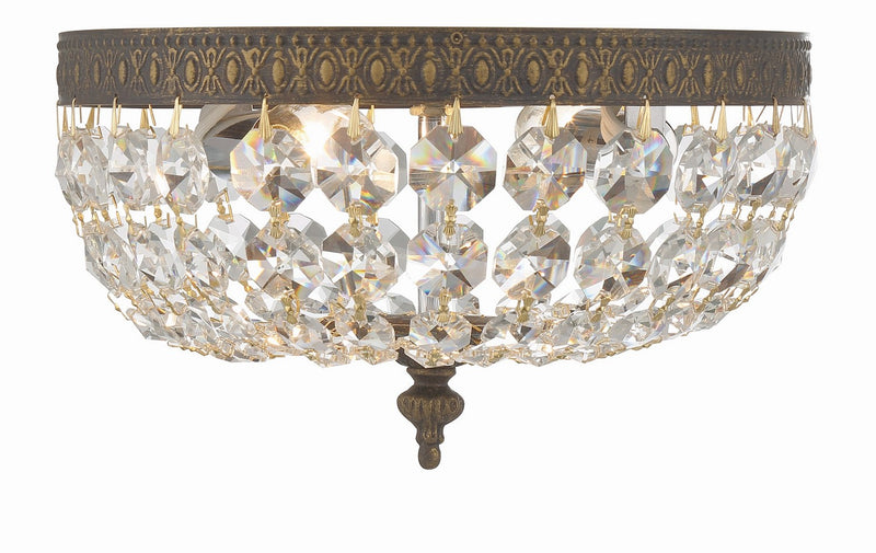 Crystorama 710-EB-CL-MWP Two Light Flush Mount, English Bronze