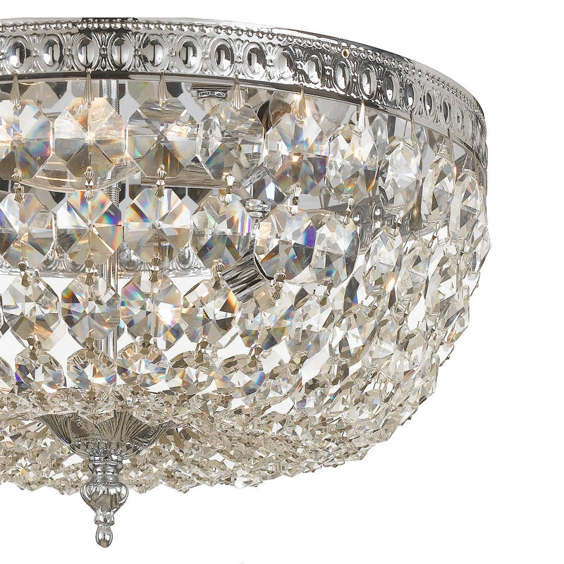 Crystorama 712-CH-CL-MWP Three Light Flush Mount, Polished Chrome