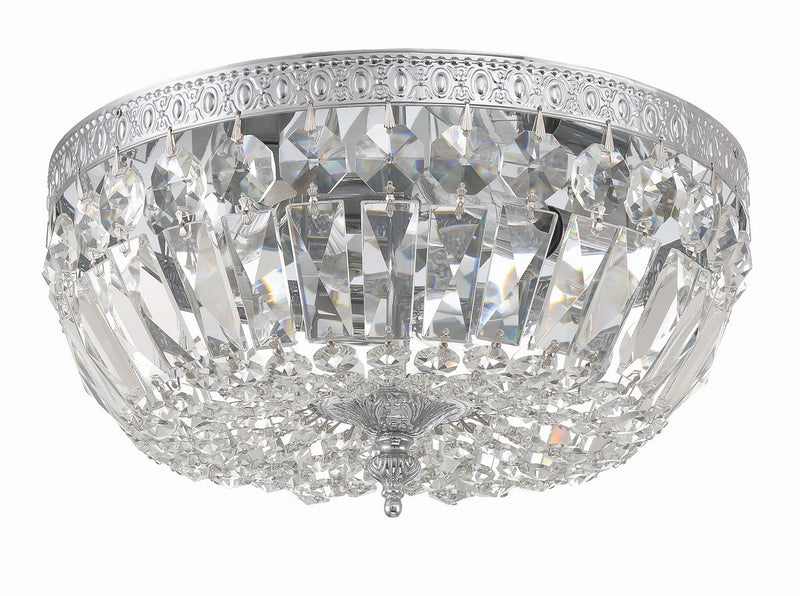 Crystorama 712-CH-CL-MWP Three Light Flush Mount, Polished Chrome