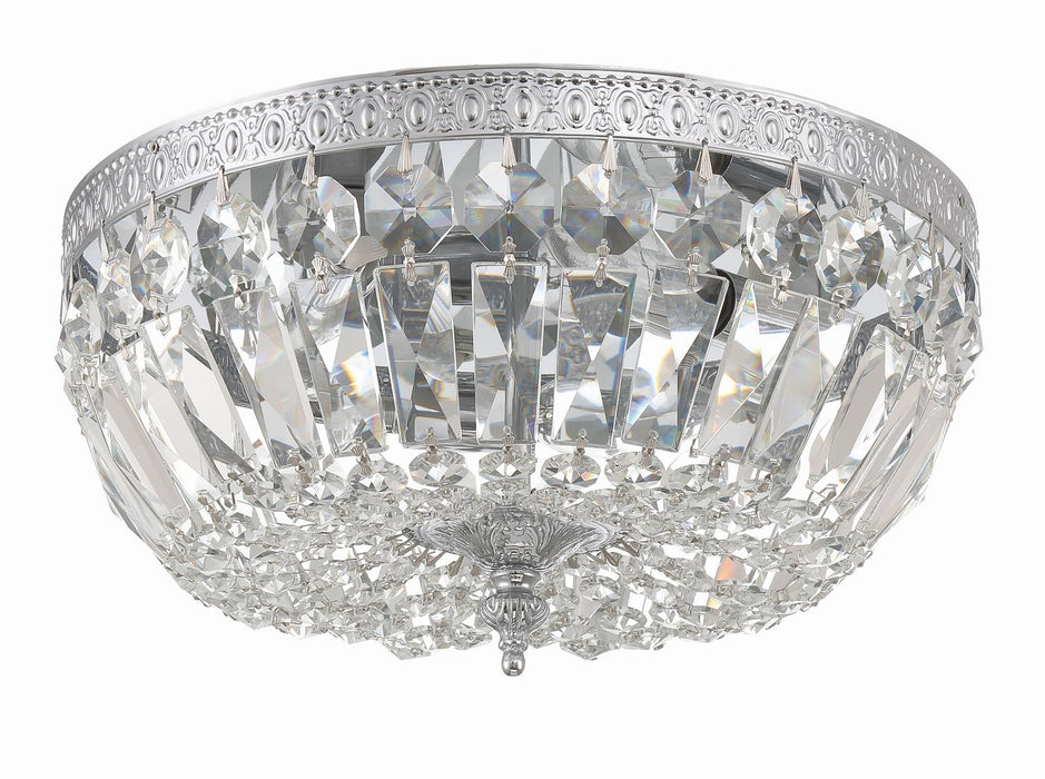 Crystorama 712-CH-CL-MWP Three Light Flush Mount, Polished Chrome
