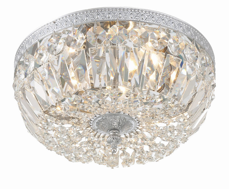 Crystorama 712-CH-CL-MWP Three Light Flush Mount, Polished Chrome