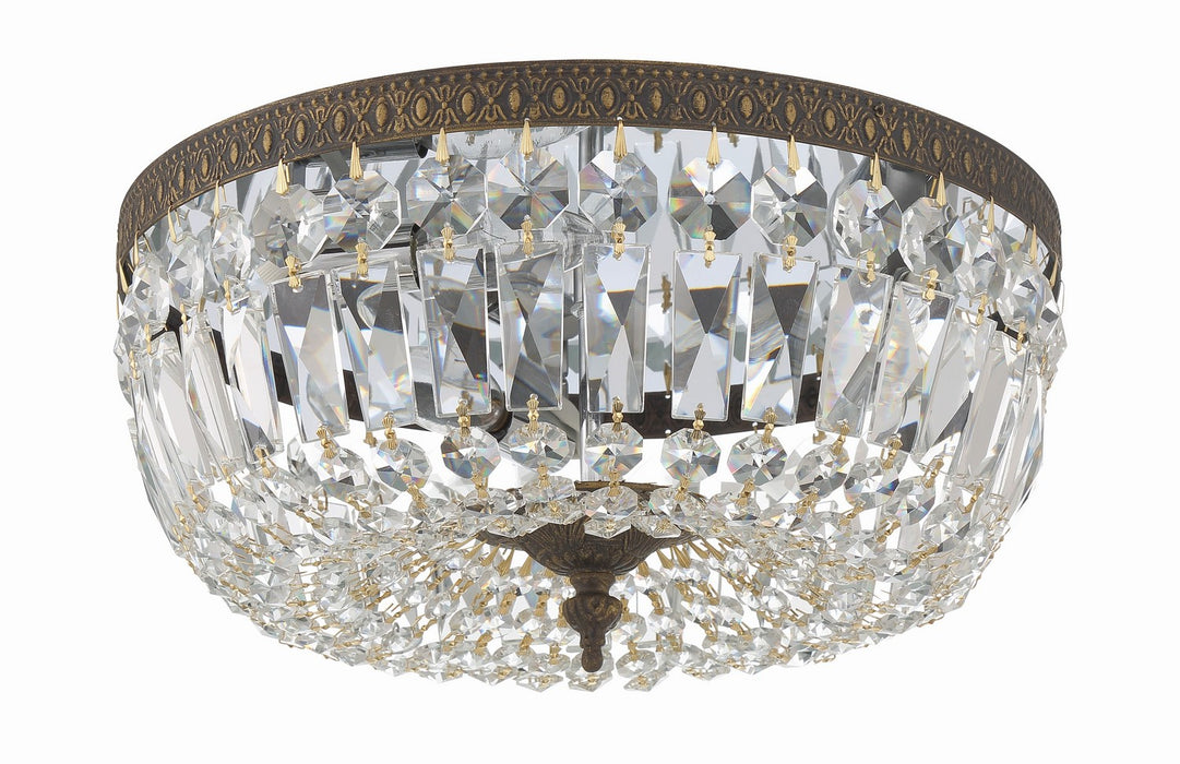 Crystorama 714-EB-CL-MWP Three Light Flush Mount, English Bronze