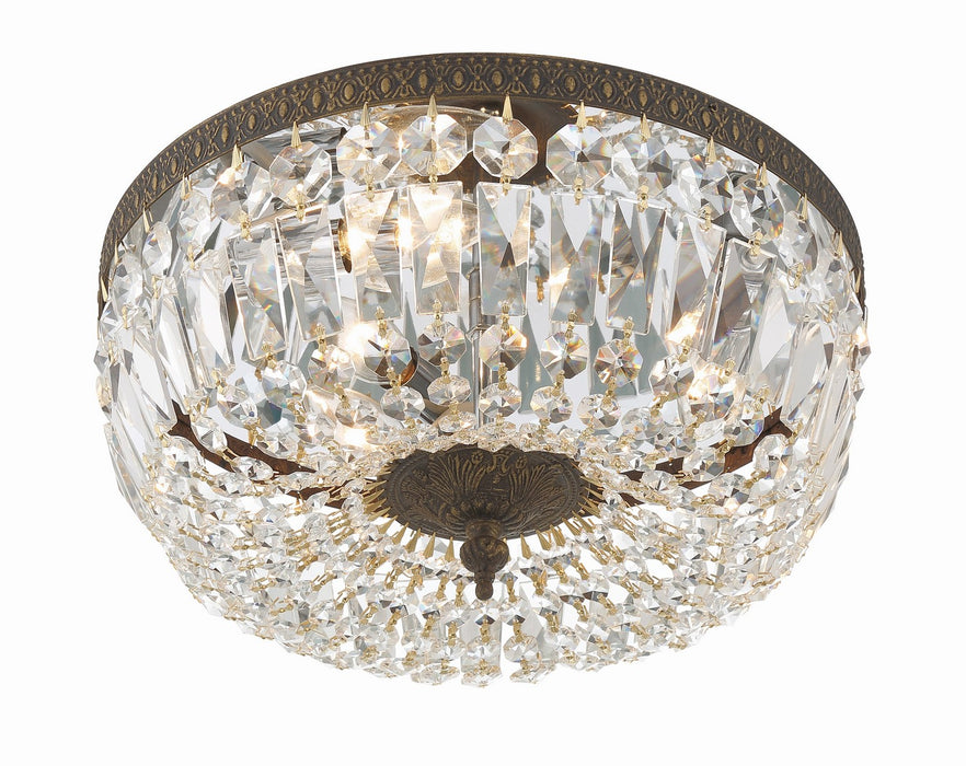 Crystorama 714-EB-CL-MWP Three Light Flush Mount, English Bronze