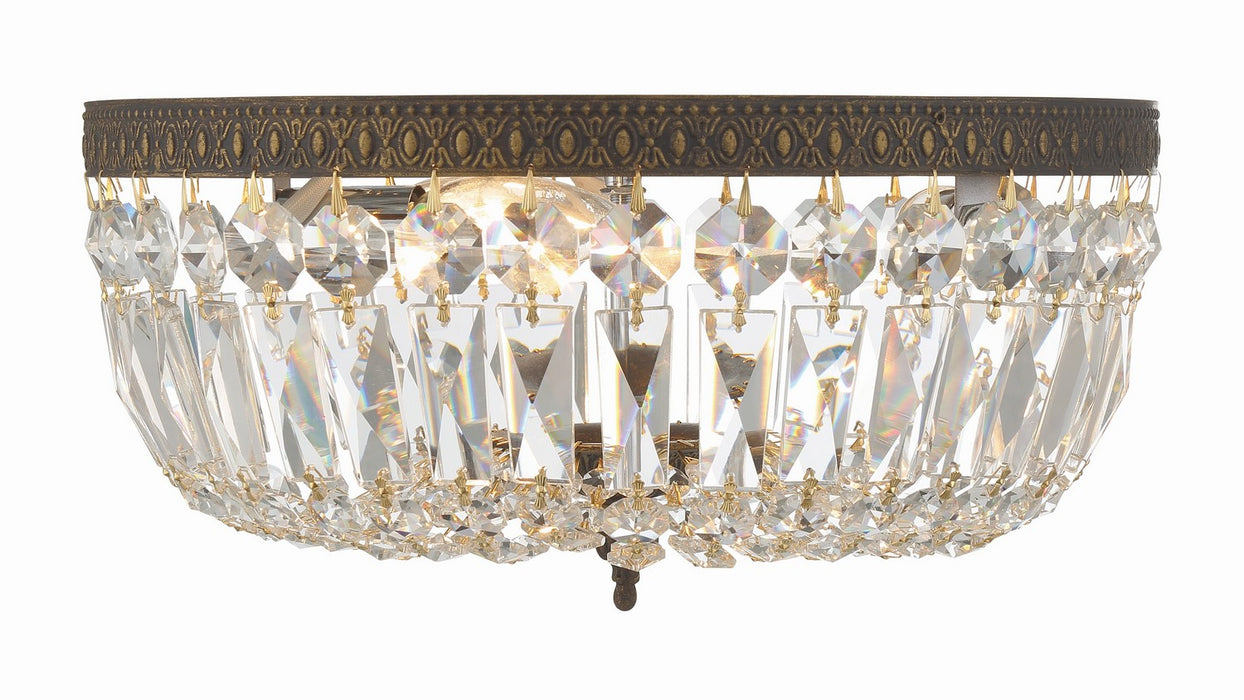 Crystorama 714-EB-CL-MWP Three Light Flush Mount, English Bronze