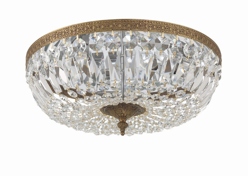 Crystorama 716-OB-CL-MWP Three Light Flush Mount, Olde Brass
