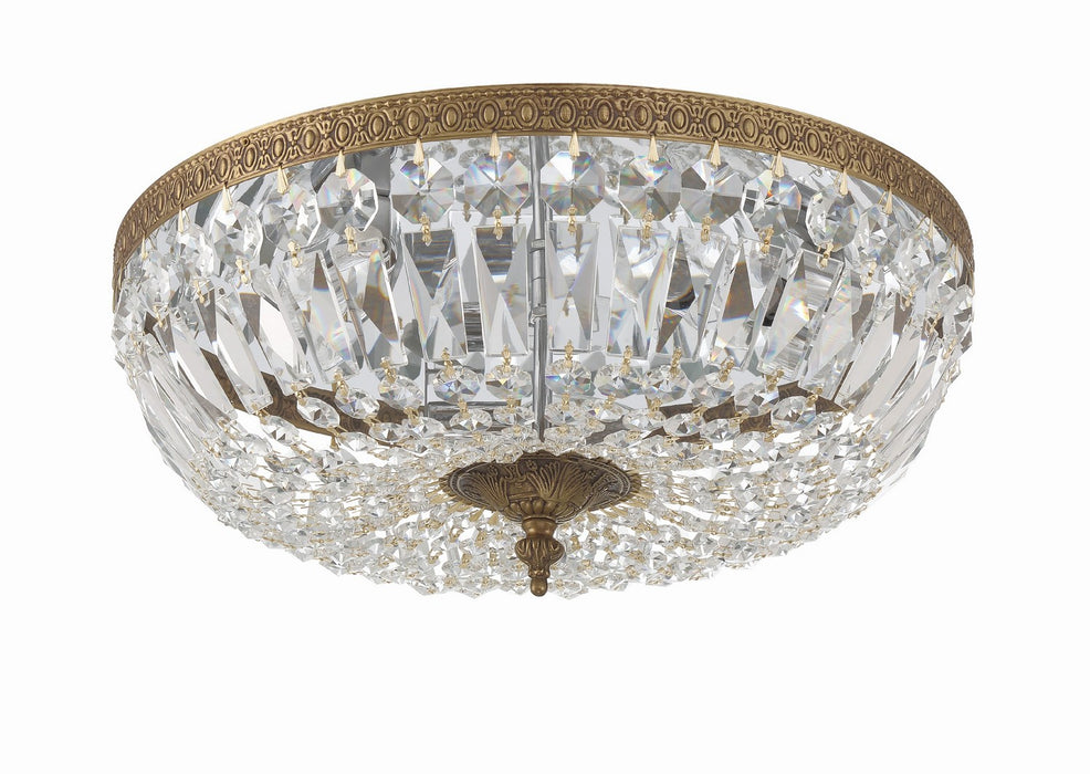 Crystorama 716-OB-CL-MWP Three Light Flush Mount, Olde Brass