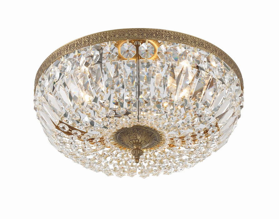 Crystorama 716-OB-CL-MWP Three Light Flush Mount, Olde Brass