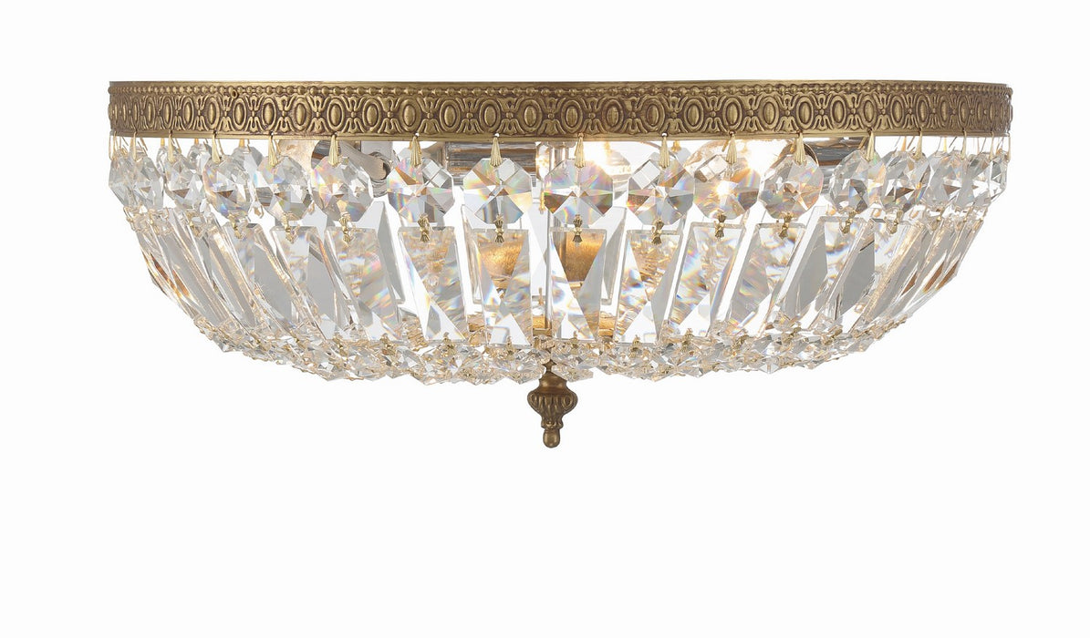 Crystorama 716-OB-CL-MWP Three Light Flush Mount, Olde Brass