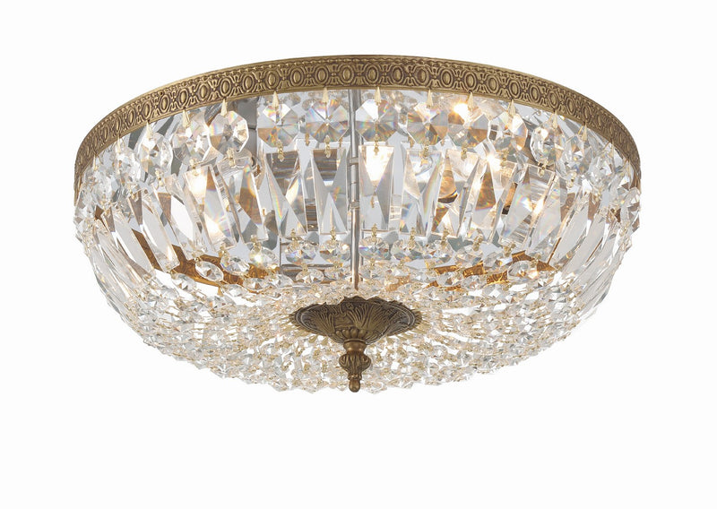 Crystorama 716-OB-CL-SAQ Three Light Flush Mount, Olde Brass