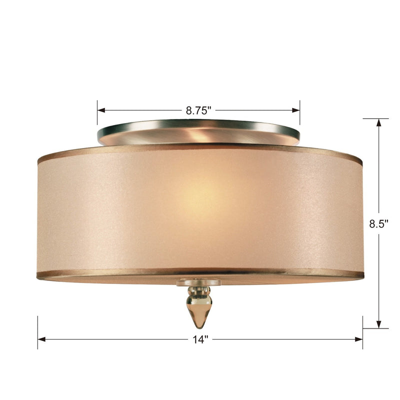 Crystorama 9503-AB Three Light Flush Mount, Antique Brass