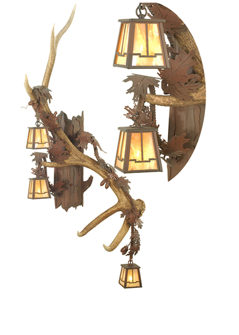 Meyda Tiffany 82835 Three Light Wall Sconce, Wrought Iron On Rust