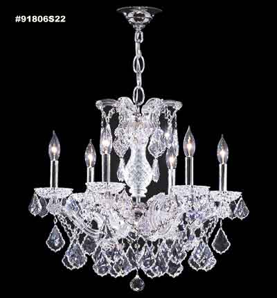 James R. Moder 91806S22 Six Light Chandelier, Silver