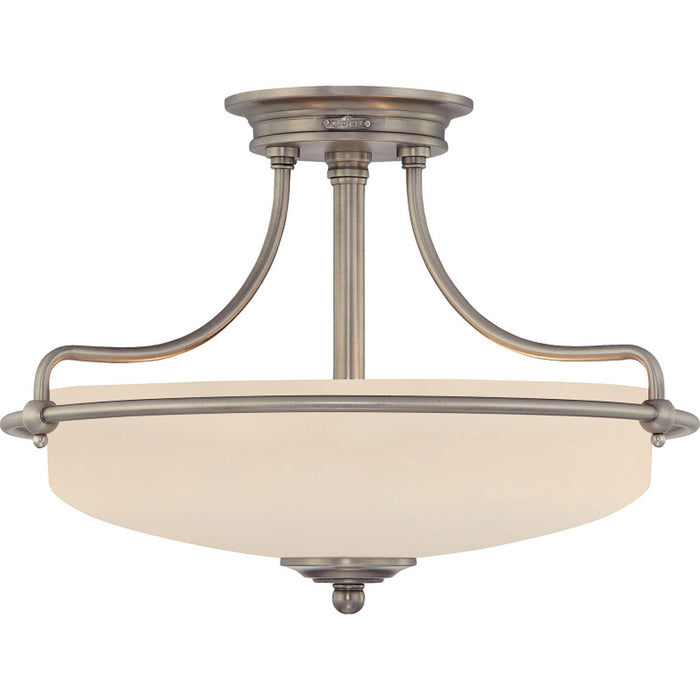 Quoizel GF1717AN Three Light Semi-Flush Mount, Antique Nickel