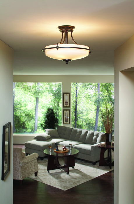 Quoizel GF1717PN Three Light Semi-Flush Mount, Palladian Bronze