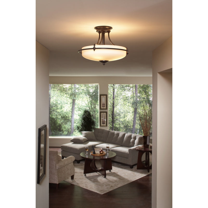 Quoizel GF1717PN Three Light Semi-Flush Mount, Palladian Bronze