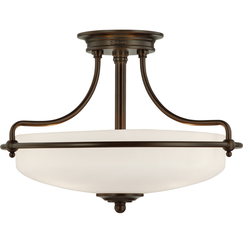 Quoizel GF1717PN Three Light Semi-Flush Mount, Palladian Bronze