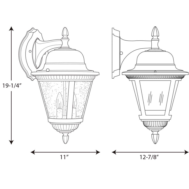 Progress Lighting P5864-20 Two Light Wall Lantern, Antique Bronze