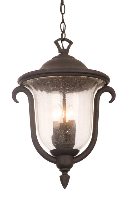 Kalco 9007MB Three Light Outdoor Hanging Lantern, Textured Matte Black