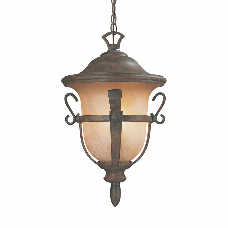 Kalco 9396WT Three Light Outdoor Hanging Lantern, Walnut