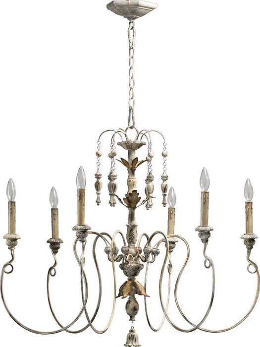 Quorum 6006-6-70 Six Light Chandelier, Persian White (Open Box - Final Sale)