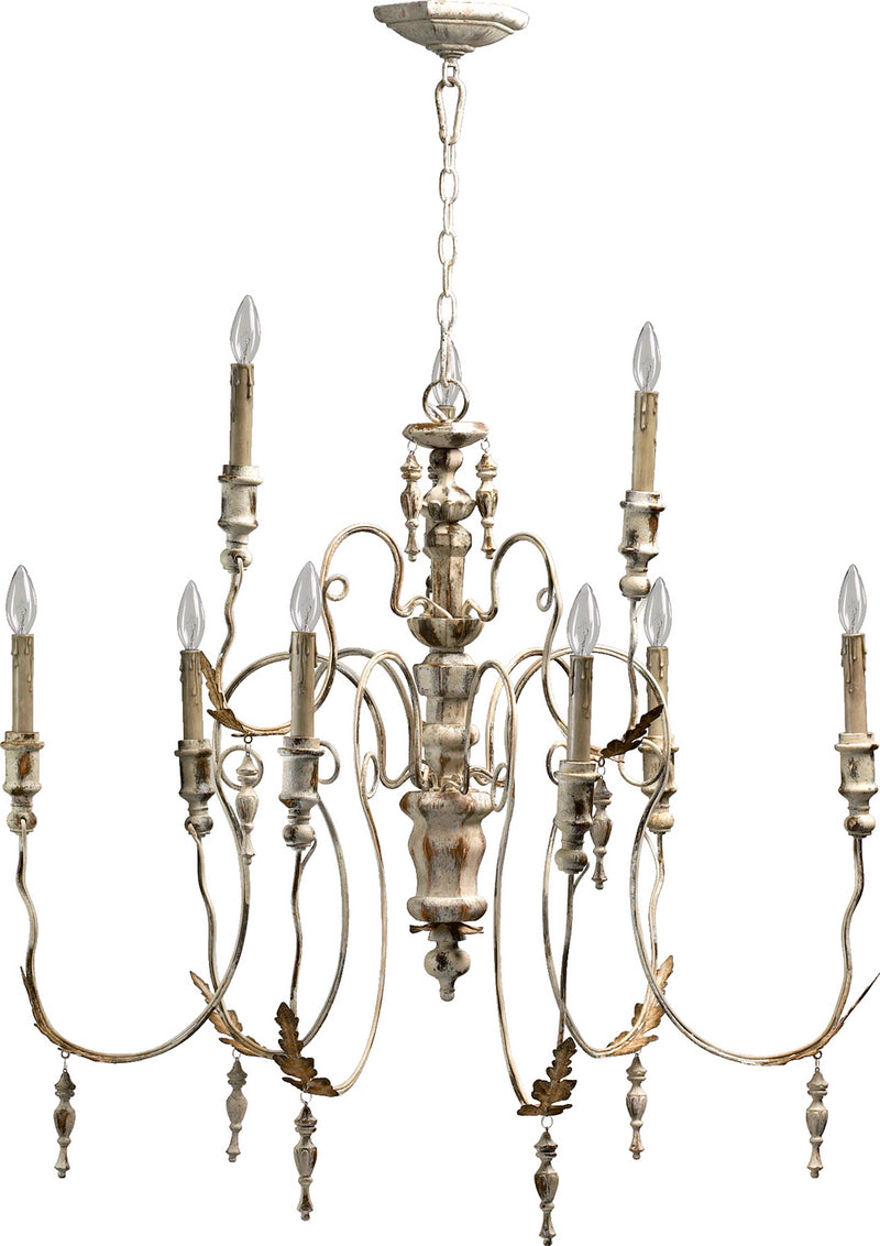 Quorum 6006-9-70 Nine Light Chandelier, Persian White
