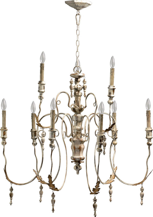 Quorum 6006-9-70 Nine Light Chandelier, Persian White (Open Box - Final Sale)