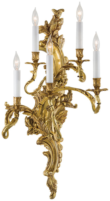 Metropolitan N2195-L Five Light Wall Sconce, Aged French Gold