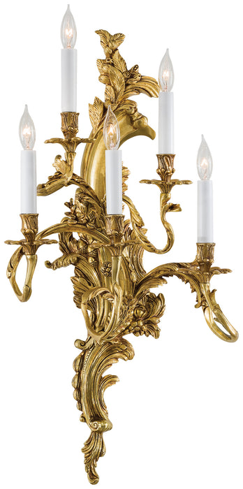 Metropolitan N2195-R Five Light Wall Sconce, Aged French Gold