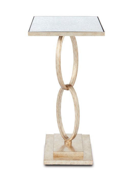 Currey and Company 4096 Accent Table, Silver Leaf/Antique Mirror