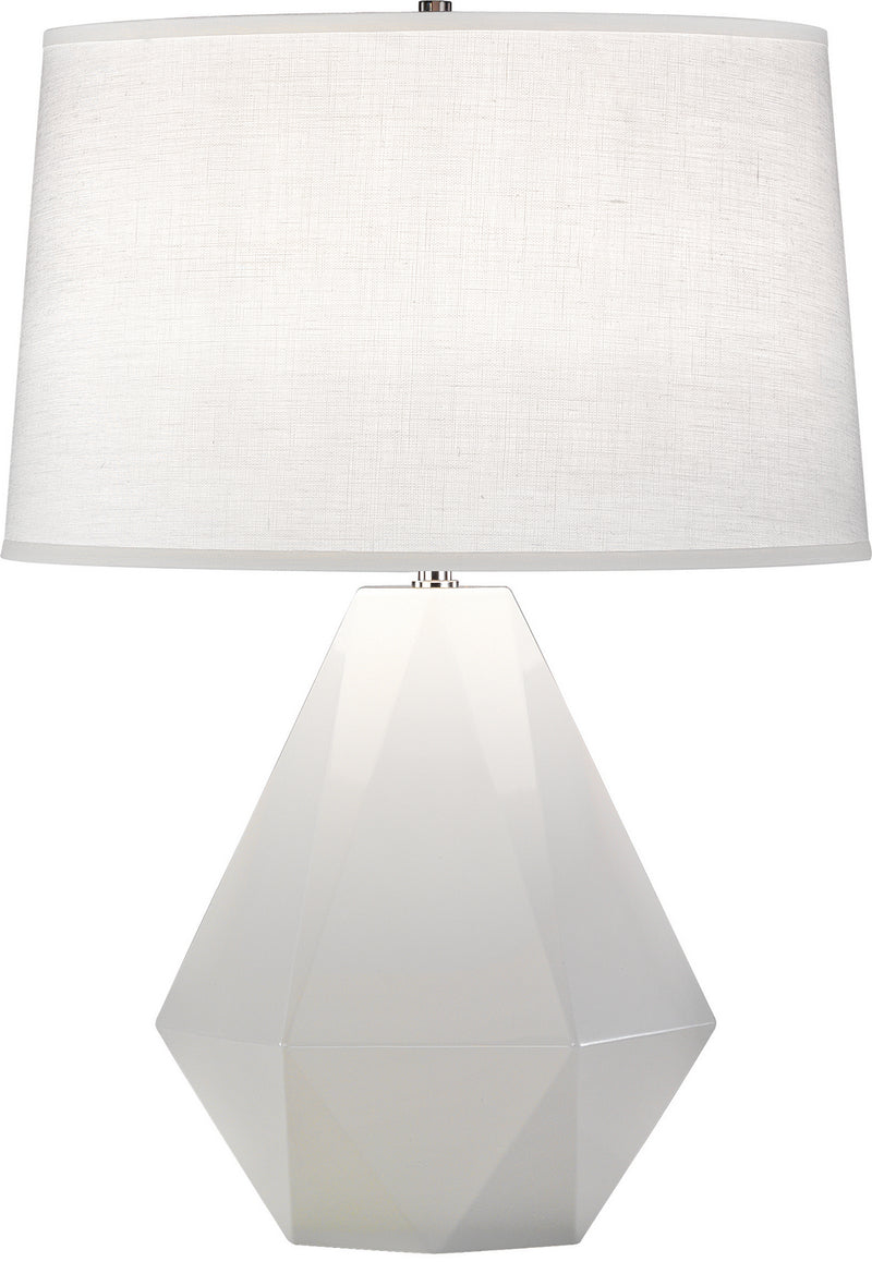 Robert Abbey 932 One Light Table Lamp, Lily Glazed Ceramic w/Polished Nickel