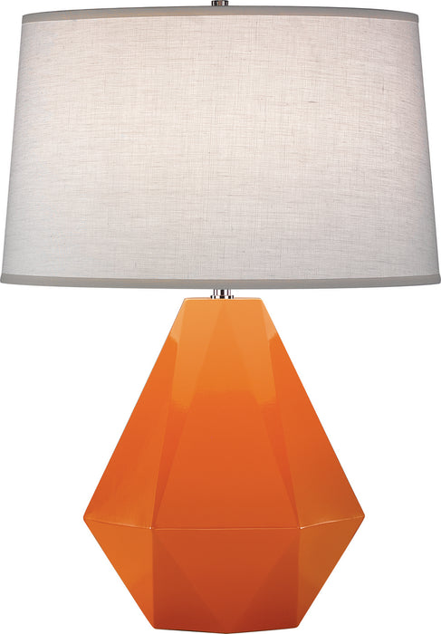Robert Abbey 933 One Light Table Lamp, Pumpkin Glazed Ceramic w/Polished Nickel