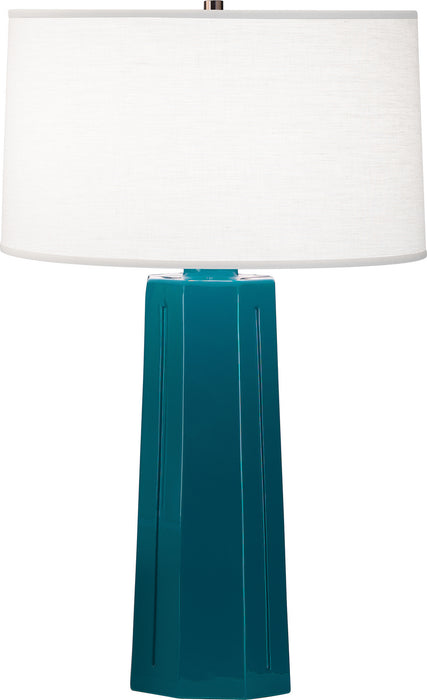 Robert Abbey 964 One Light Table Lamp, Peacock Glazed Ceramic