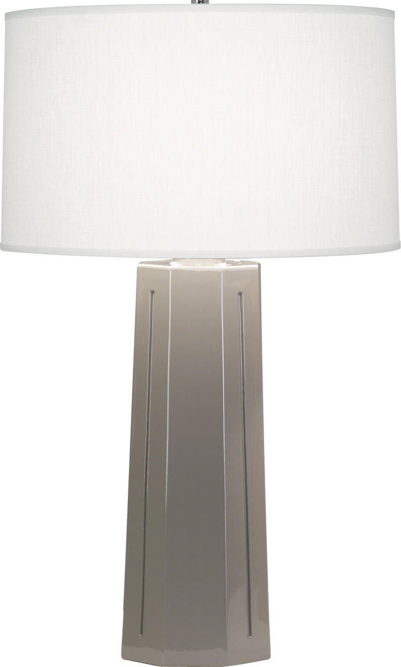 Robert Abbey 972 One Light Table Lamp, Smoky Taupe Glazed Ceramic