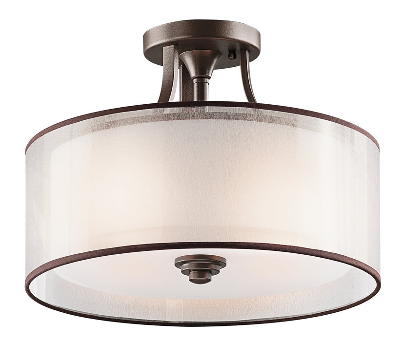 Kichler 42386MIZ Three Light Semi Flush Mount, Mission Bronze
