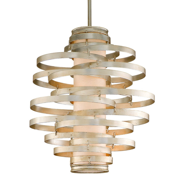 Corbett Lighting 128-43 Two Light Chandelier, Modern Silver Leaf