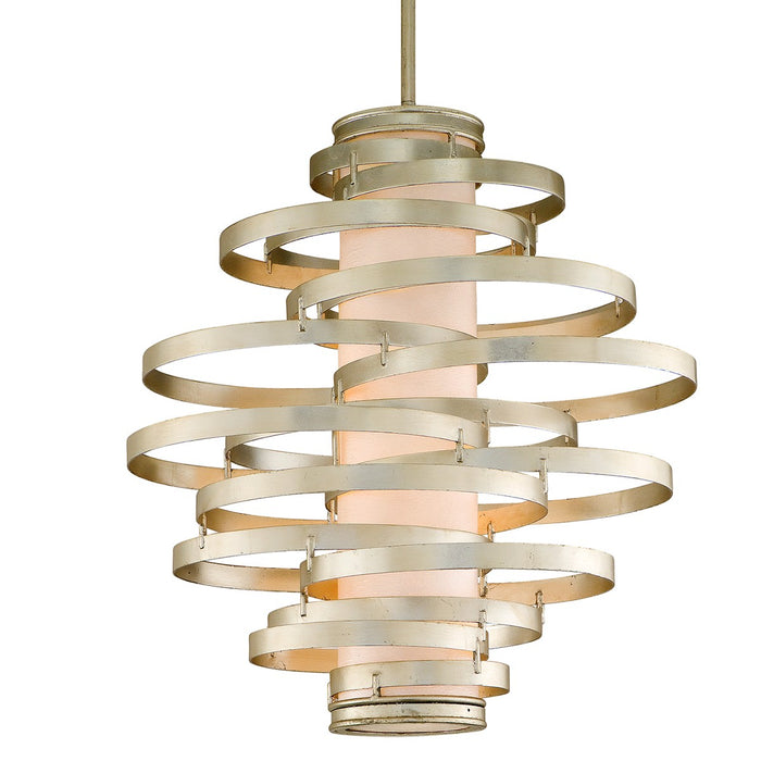 Corbett Lighting 128-44 Four Light Chandelier, Modern Silver Leaf