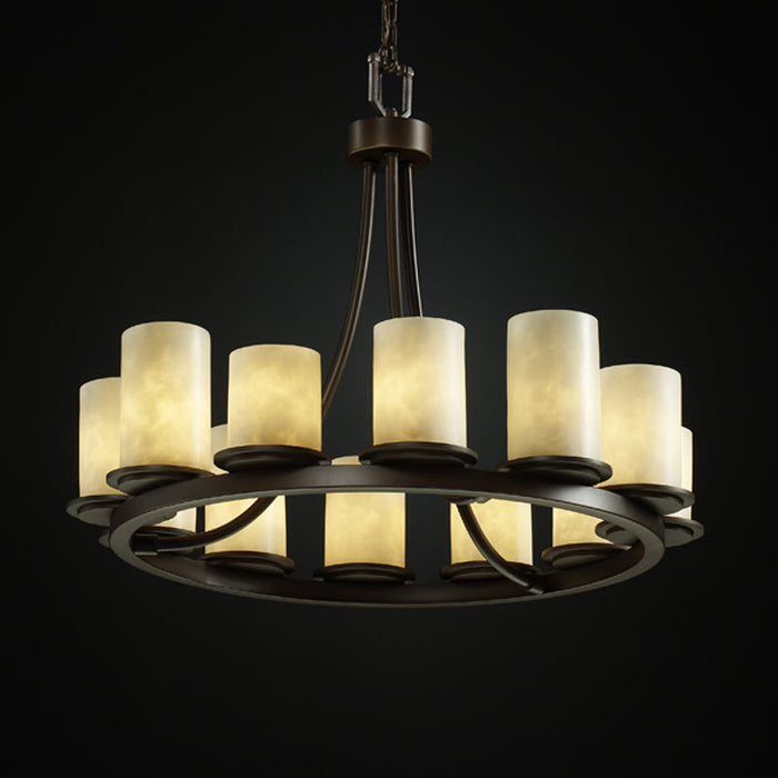 Justice Designs CLD-8768-10-DBRZ 12 Light Chandelier, Dark Bronze