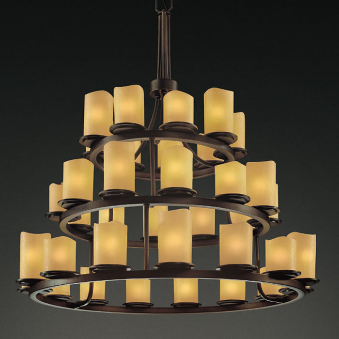 Justice Designs CNDL-8712-14-AMBR-DBRZ 36 Light Chandelier, Dark Bronze