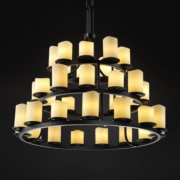 Justice Designs CNDL-8712-14-CREM-MBLK 36 Light Chandelier, Matte Black