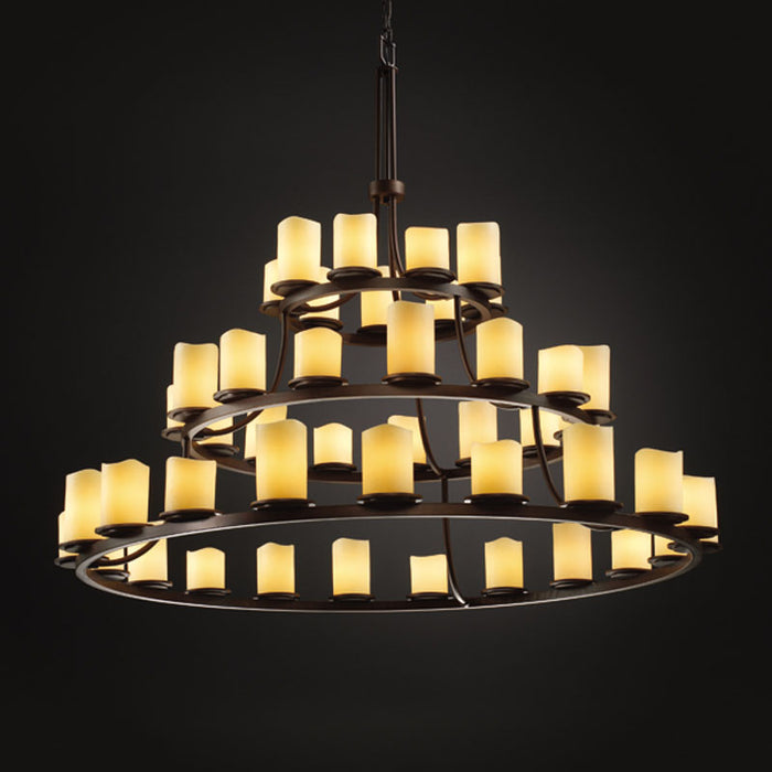 Justice Designs CNDL-8714-14-CREM-DBRZ 45 Light Chandelier, Dark Bronze