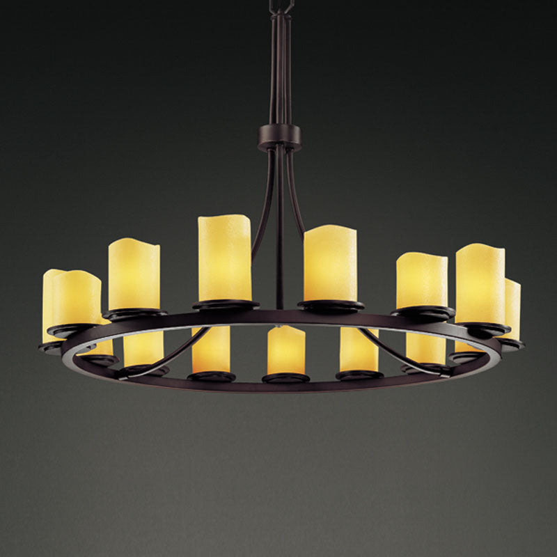 Justice Designs CNDL-8715-14-AMBR-DBRZ 15 Light Chandelier, Dark Bronze
