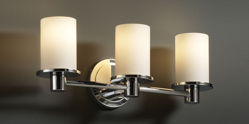 Justice Designs FSN-8513-10-OPAL-CROM Three Light Bath Bar, Polished Chrome