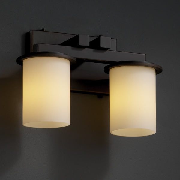 Justice Designs FSN-8772-10-OPAL-DBRZ Two Light Bath Bar, Dark Bronze