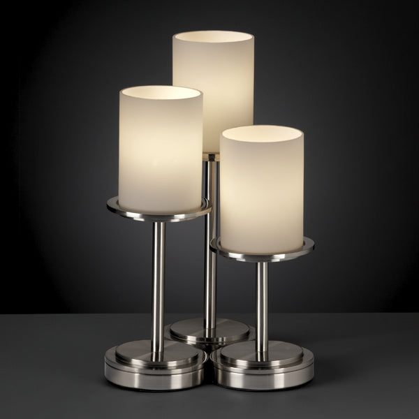 Justice Designs FSN-8797-10-OPAL-NCKL Three Light Table Lamp, Brushed Nickel