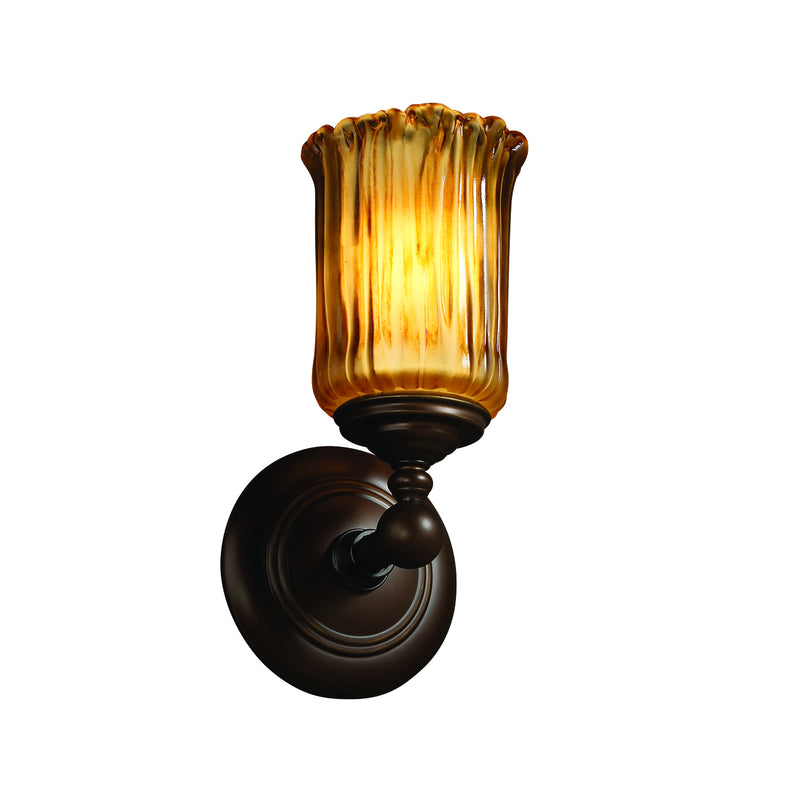 Justice Designs GLA-8521-16-AMBR-DBRZ One Light Wall Sconce, Dark Bronze