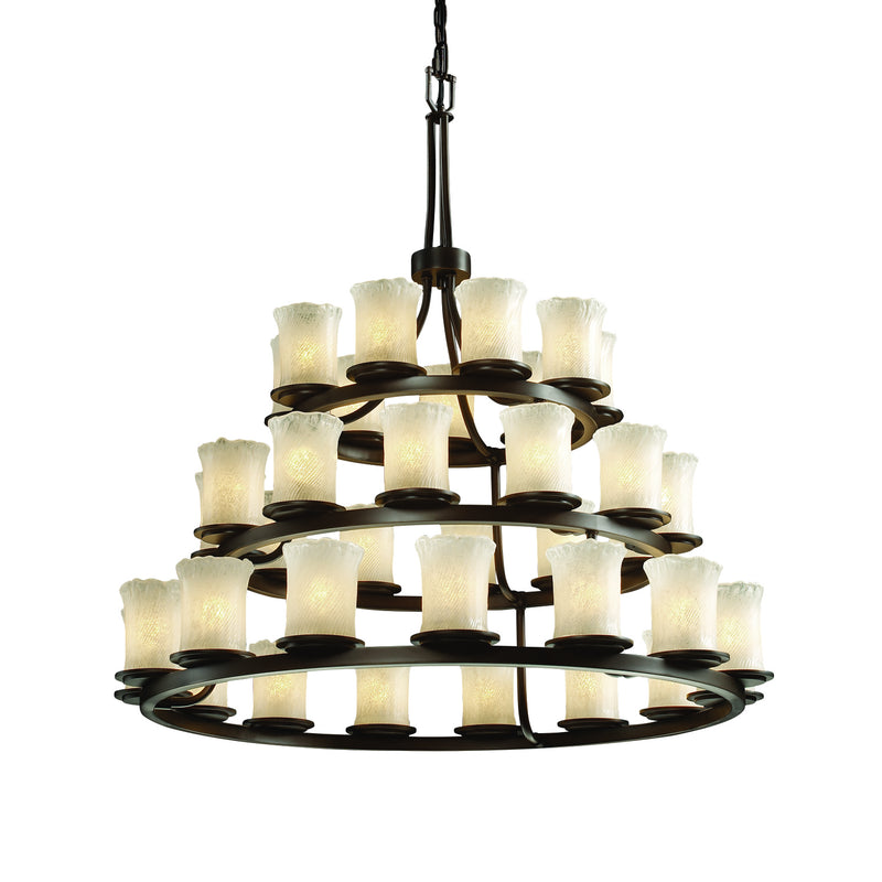 Justice Designs GLA-8712-16-WHTW-DBRZ 36 Light Chandelier, Dark Bronze